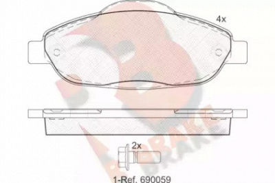 R BRAKE rb1851 -  Комплект тормозных колодок, дисковый тормоз